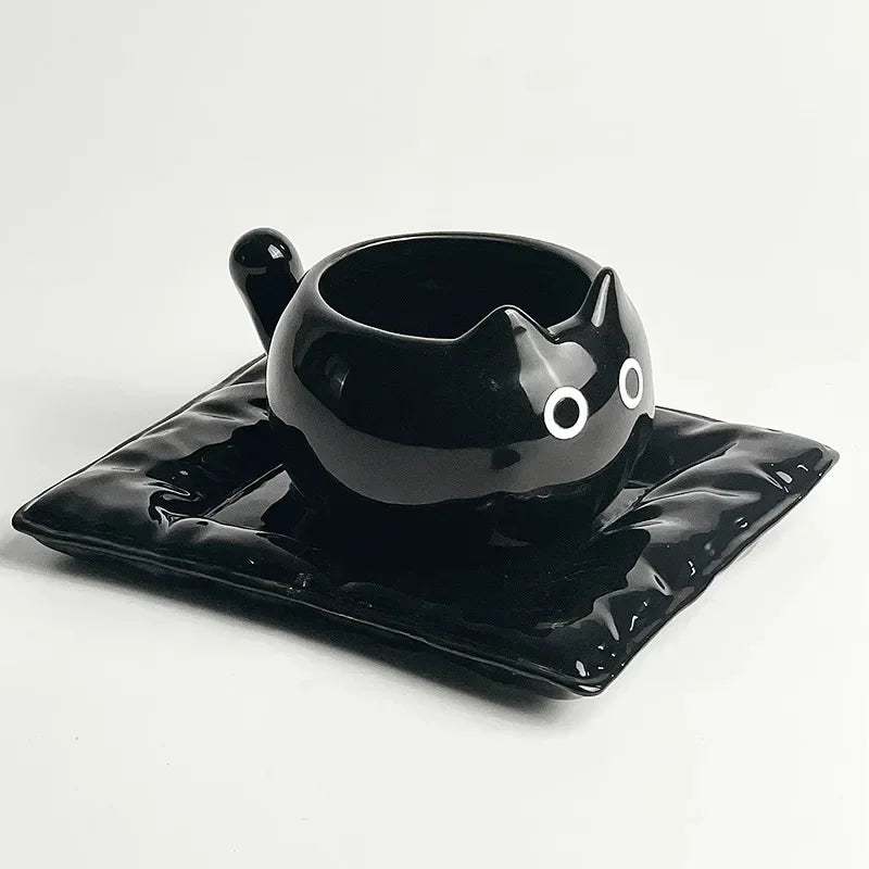 Tasse et sous-tasse Chat en Céramique