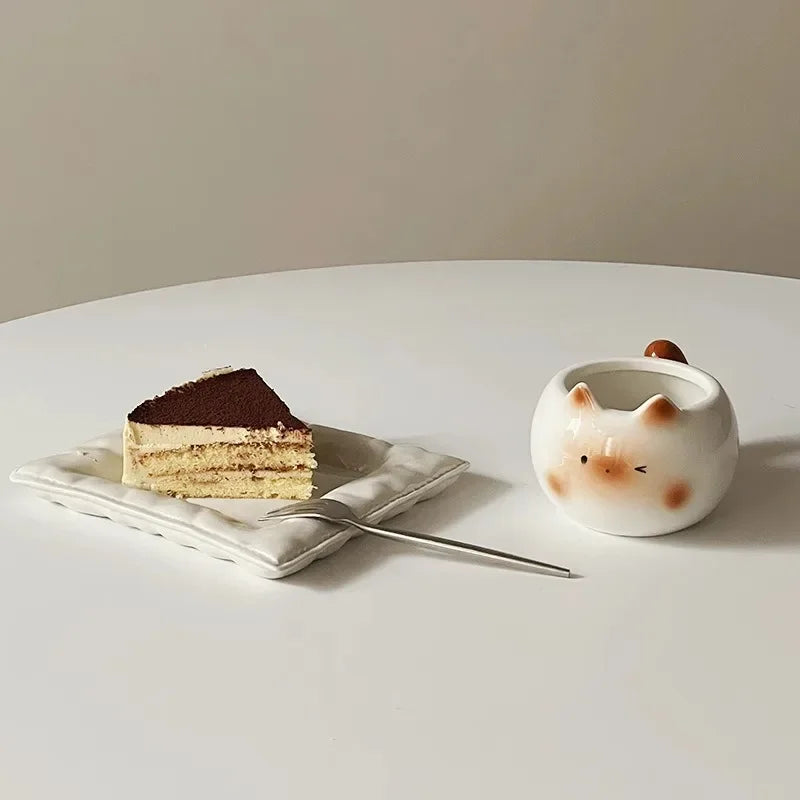 Tasse et sous-tasse Chat en Céramique