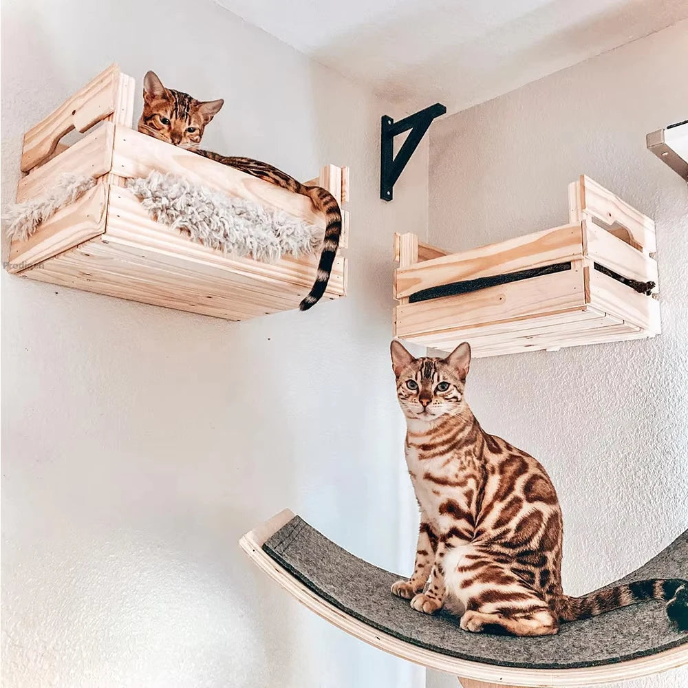 Panier mural en bois pour chat