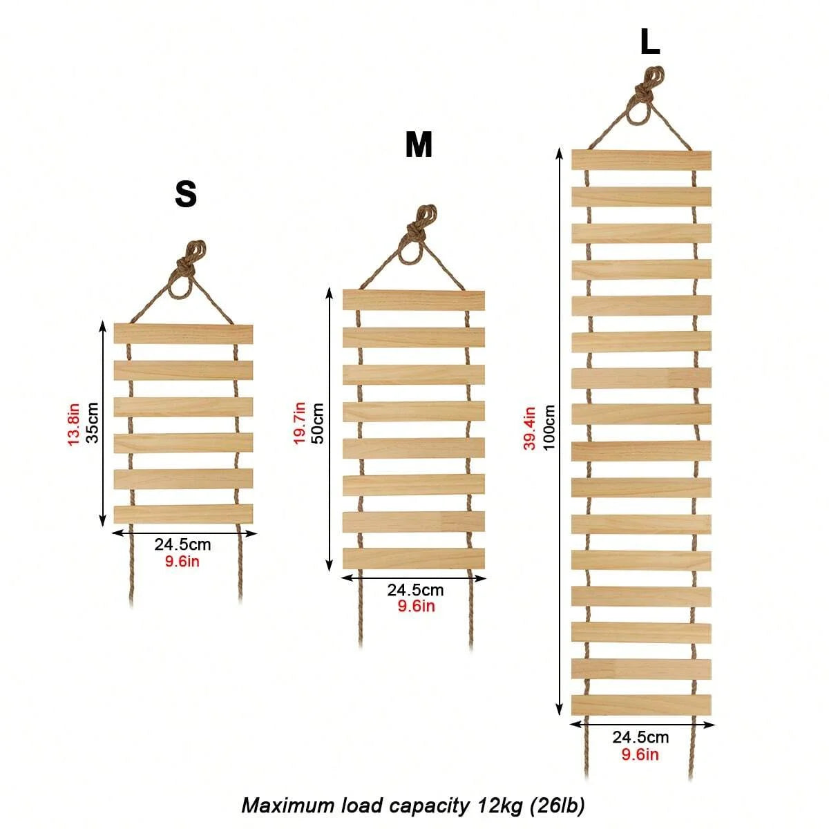 Échelle d'escalade en bois naturel