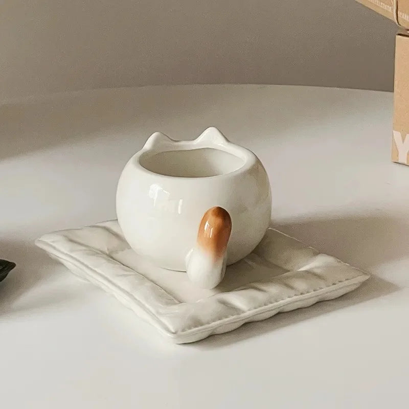 Tasse et sous-tasse Chat en Céramique